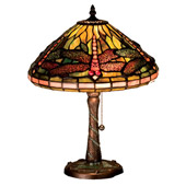 Tiffany Dragonfly W/ Twisted Fly Mosaic Base Accent Lamp - Meyda 27158