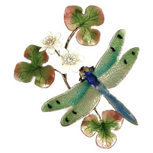 Bovano W7614 Green Winged Dragonfly with Flower Wall Art