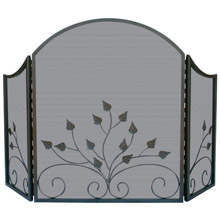 Blue Rhino S-1985 Three Fold Arch Top Fireplace Screen with Leaves
