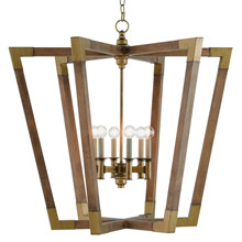 Currey and Company 9000-0008 Bastian Wood Chandelier Lantern