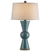 Contemporary Upbeat Teal Table Lamp - Currey & Company 6896