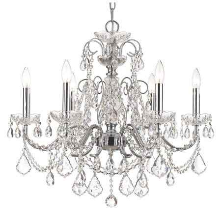 Crystorama 3226-CH-CL-MWP Crystal Imperial 6 Light Crystal Chrome Chandelier