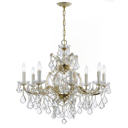 Crystorama 4408-GD-CL-MWP Crystal Maria Theresa 9 Light Clear Crystal Gold Chandelier
