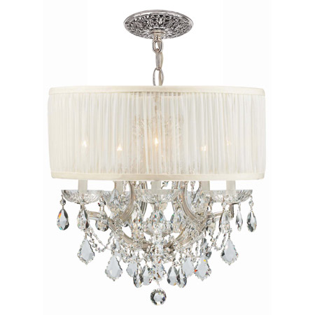 Crystorama 4415-CH-SAW-CLM Brentwood 6 Light Crystal Chrome Drum Shade Chandelier