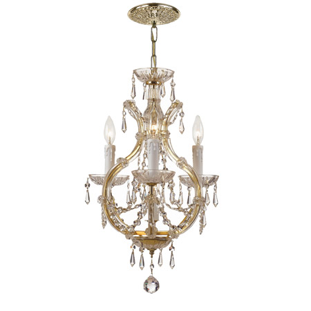 Crystorama 4473-GD-CL-MWP Crystal Maria Theresa 4 Light Clear Crystal Gold Mini Chandelier