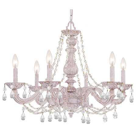 Crystorama 5026-AW-CL-MWP Paris Market 6 Light Clear Crystal White Chandelier