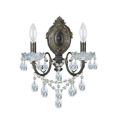 Crystorama 5192-EB-CL-MWP Crystal Legacy 2 Light Clear Crystal Bronze Sconce
