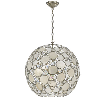 Crystorama 529-SA Palla 6 Light Antique Silver Sphere Pendant