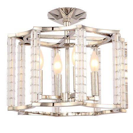 Crystorama 8854-PN_CEILING Carson Polished Nickel 4 Light Ceiling Mount Convertible
