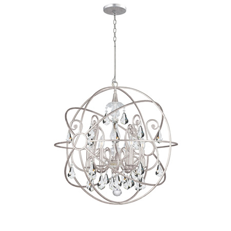 Crystorama 9028-OS-CL-MWP Solaris 6 Light Crystal Silver Sphere Chandelier