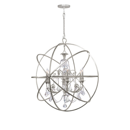 Crystorama 9219-OS-CL-MWP Solaris 6 Light Crystal Silver Sphere Chandelier