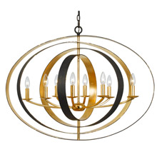 Crystorama 588-EB-GA Luna 8 Light Bronze & Gold Oval Chandelier