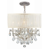 Traditional Brentwood 6 Light Crystal Chrome Drum Shade Chandelier - Crystorama 4415-CH-SAW-CLM
