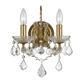 Contemporary Filmore 2 Light Clear Crystal Gold Sconce - Crystorama 4452-GA-CL-MWP