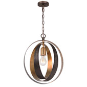Industrial Luna 1 Light Bronze & Gold Sphere Mini Chandelier - Crystorama 580-EB-GA