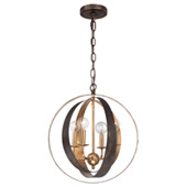 Industrial Luna 4 Light Bronze & Gold Sphere Mini Chandelier - Crystorama 584-EB-GA