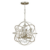 Industrial Solaris 5 Light Crystal Silver Sphere Chandelier - Crystorama 9026-OS-CL-MWP