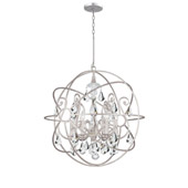 Industrial Solaris 6 Light Crystal Silver Sphere Chandelier - Crystorama 9028-OS-CL-MWP