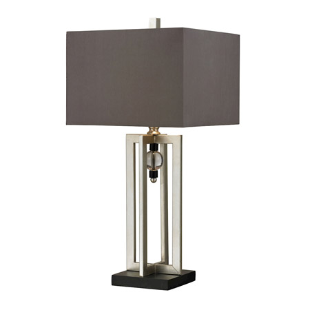 ELK Home D228 Silver Leaf Table Lamp With Crystal Accents And Grey Shade