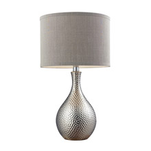 ELK Home D124 Hammered Chrome Plated Table Lamp With Grey Faux Silk Shade