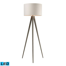 ELK Home D2121-LED Salford LED Floor Lamp In Satin Nickel With Off-White Linen Shade