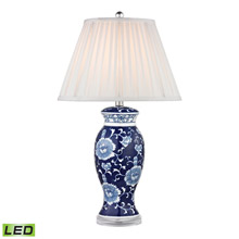 ELK Home D2474-LED Hand Painted Ceramic LED Table Lamp In Blue And White With Acrylic Base