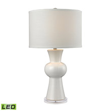 ELK Home D2618-LED White Ceramic LED Table Lamp With Textured White Linen Hardback Shade