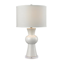 ELK Home D2618 White Ceramic Table Lamp With Textured White Linen Hardback Shade