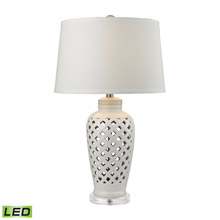 ELK Home D2621-LED Openwork Ceramic LED Table Lamp in White With White Shade