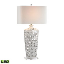ELK Home D2637-LED Ceramic LED Table Lamp in Gloss White And Crystal