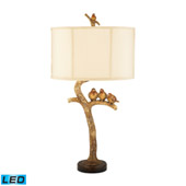 Traditional Three Bird Light Three Bird 1 Light LED Table Lamp in Gold Leaf And Black - ELK Home 93-052-LED