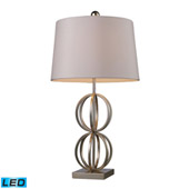 Transitional Donora LED Table Lamp In Silver Leaf With Milano Off White Shade - ELK Home D1494-LED