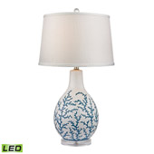 Transitional Sixpenny Blue Coral LED Table Lamp in White - ELK Home D2478-LED