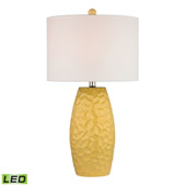 Transitional Selsey Sunshine Yellow Ceramic LED Table Lamp With White Linen Shade - ELK Home D2500-LED