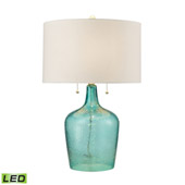Transitional Hatteras Hammered Glass LED Table Lamp in Seabreeze - ELK Home D2689-LED
