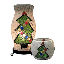 Dale Tiffany TAL100855 Xmas Tree Mosaic Accent Lamp And Votive Combo Pack