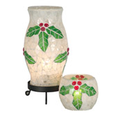 Novelty Xmas Holy Noel Mosaic Accent Lamp And Votive Combo Pack - Dale Tiffany TAL100856
