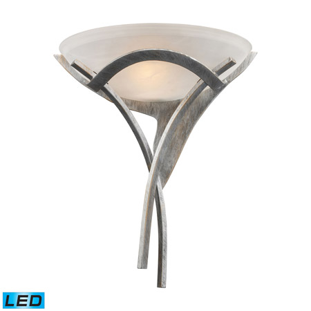 Elk Lighting 001-TS-LED Aurora 1 Light LED Sconce In Tarnished Silver With White Faux-Alabaster Glass