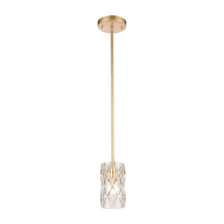 Elk Lighting 12273/1 1-Light Mini Pendant in Parisian Gold Leaf with Clear Crystal