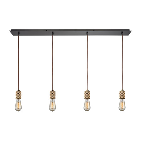 Elk Lighting 14391/4LP Camley 4 Light Pendant In Polished Gold And Oil Rubbed Bronze