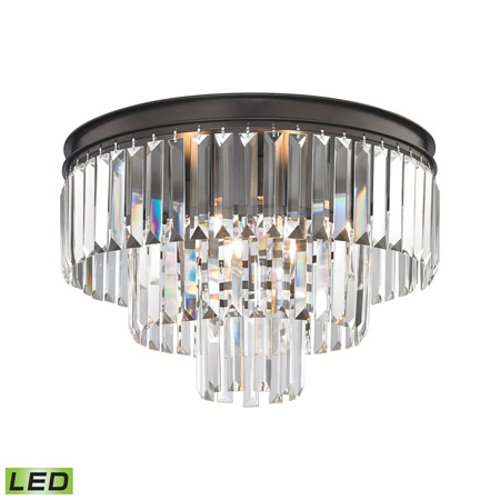 Elk Lighting 15225/3-LED Crystal Palacial 3 Light LED Semi Flush In Oil Rubbed Bronze