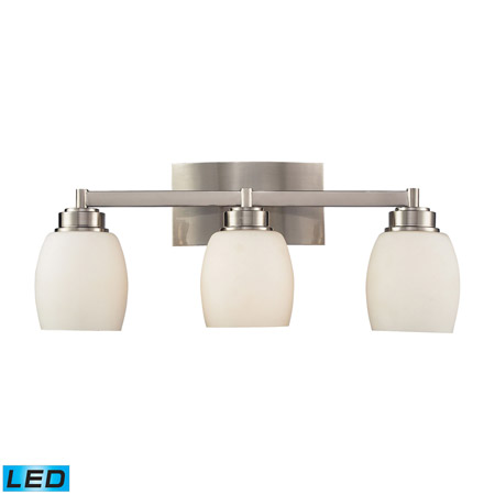 Elk Lighting 17102/3-LED Northport 3 Light LED Vanity In Satin Nickel And Opal White Glass
