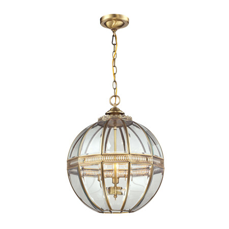 Elk Lighting 22021/3 Randolph 3 Light Pendant In Brushed Brass And Clear Glass