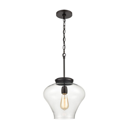 Elk Lighting 30090/1 1-Light Pendant in Oil Rubbed Bronze with Clear Glass