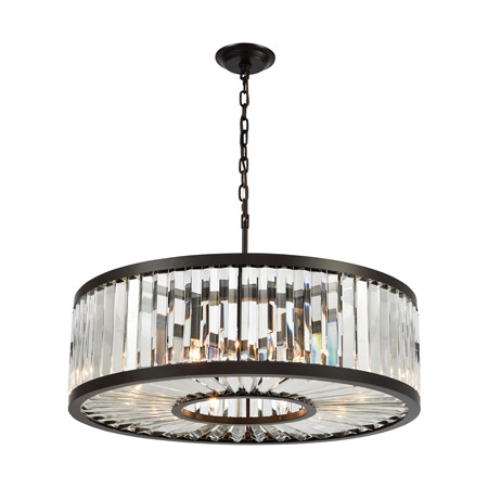 Elk Lighting 33067/9 9-Light Chandelier in Oil Rubbed Bronze with Clear Crystal