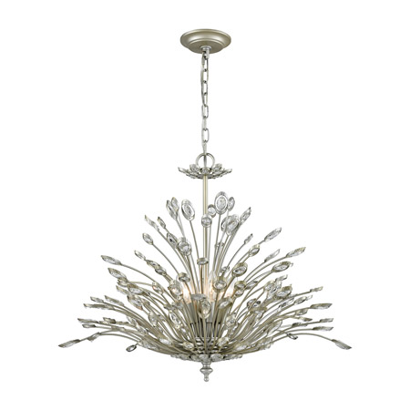 Elk Lighting 33184/6 6-Light Chandelier in Aged Silver with Crystal