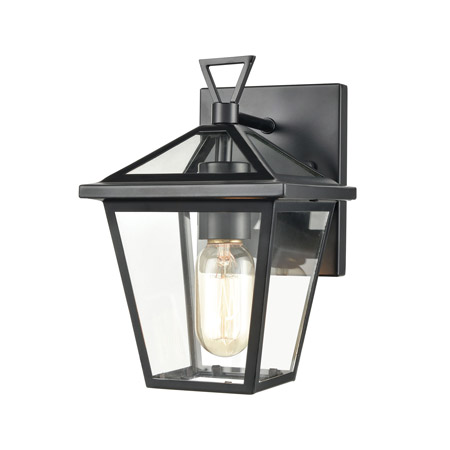 Elk Lighting 45470/1 1-Light Outdoor Sconce in Black with Clear Glass Enclosure