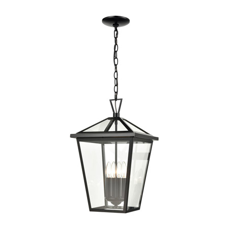 Elk Lighting 45474/4 4-Light Outdoor Pendant in Black with Clear Glass Enclosure