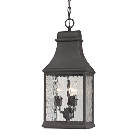 Elk Lighting 47074/3 Forged Jefferson 3 Light Outdoor Pendant In Charcoal
