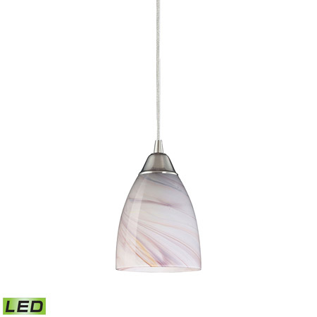 Elk Lighting 527-1CR-LED Pierra 1 Light LED Pendant In Satin Nickel And Creme Glass